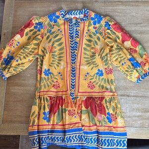 FARM Rio Yellow Floral Mini Dress